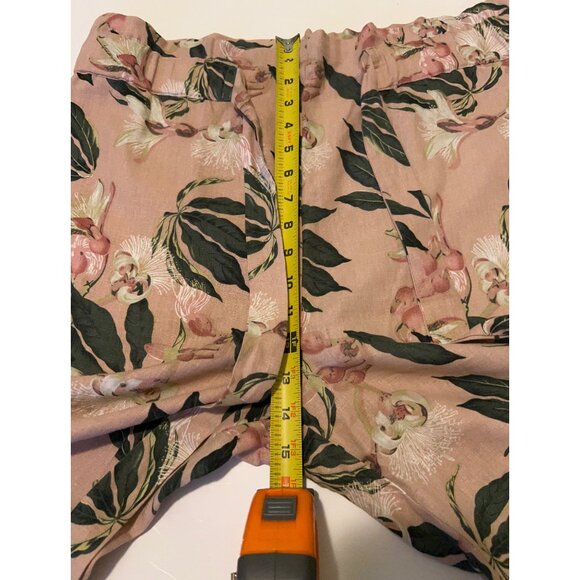 Jules & Leopold LINEN Pants Women’s Size M Floral Tropical Cropped Tie Waist Sum - Picture 5 of 12